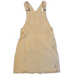 Bohme Weathered Denim Overall Skirt Shortalls Dress XL Raw Hem Distressed Cargo